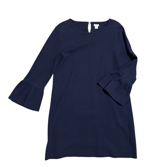 J. Crew Factory Navy Midi Sheath  Dress Bell Sleeves Flare Minimalist Size XL - Picture 2 of 8